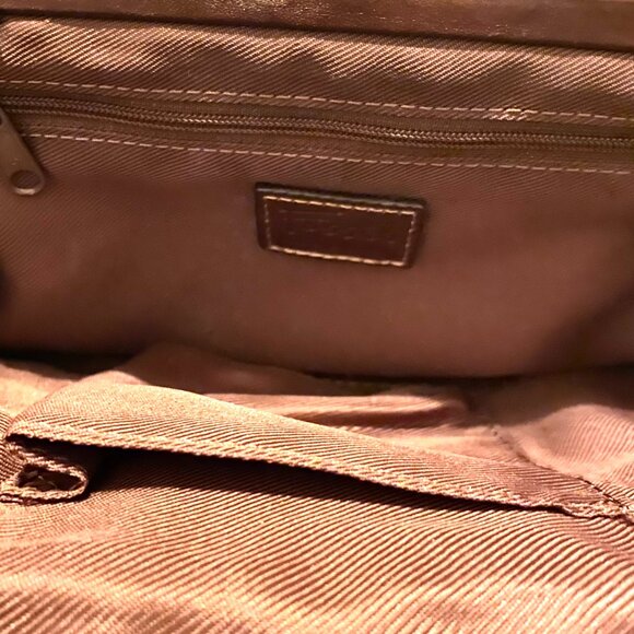 Fossil Boucle Tapestry HandBag Brass Chain Strap Kiss Lock Croc Embossed Trim - Picture 4 of 8